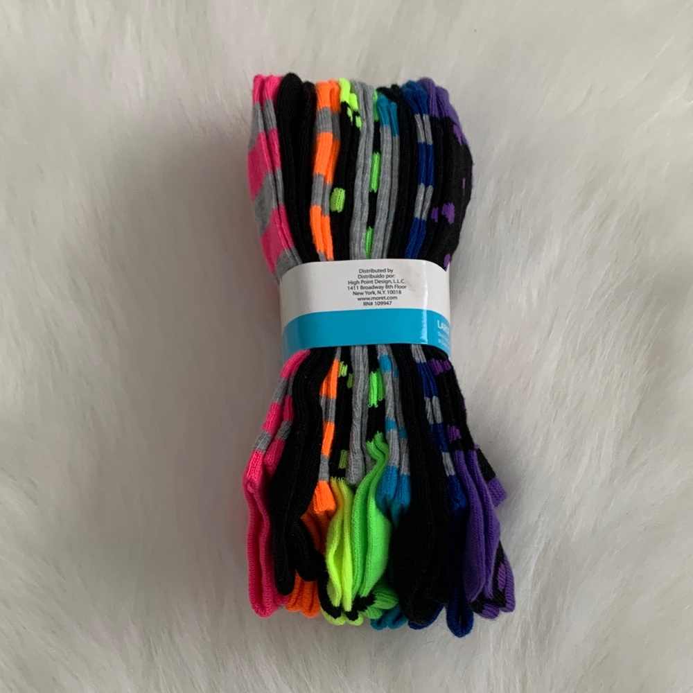 Vibrant Kids' Socks Set - Black, Pink, Orange, Green, Purple Pack of 10